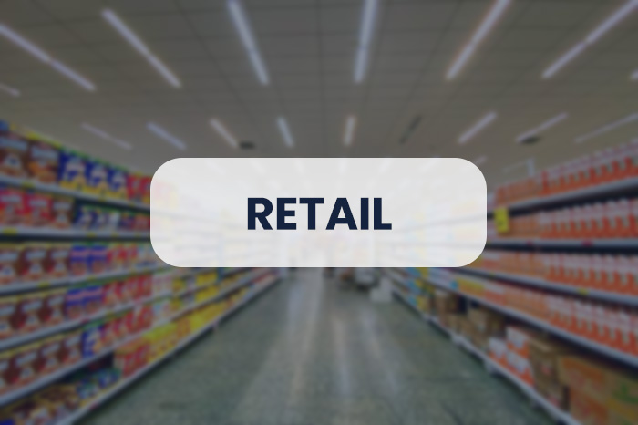 Rayon d'un supermarché représentant l'un de nos secteurs d'activité, le retail