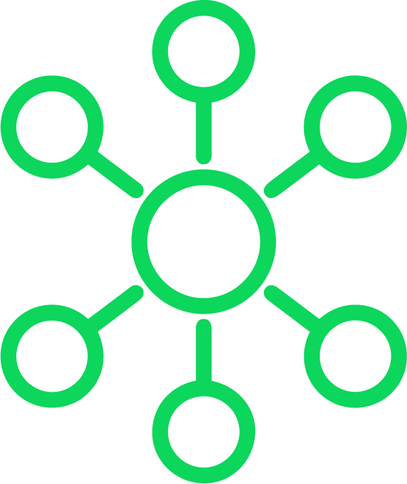 Symbole vert d'un réseau interconnecté représentant les interconnexions mdm et annuaires entreprises