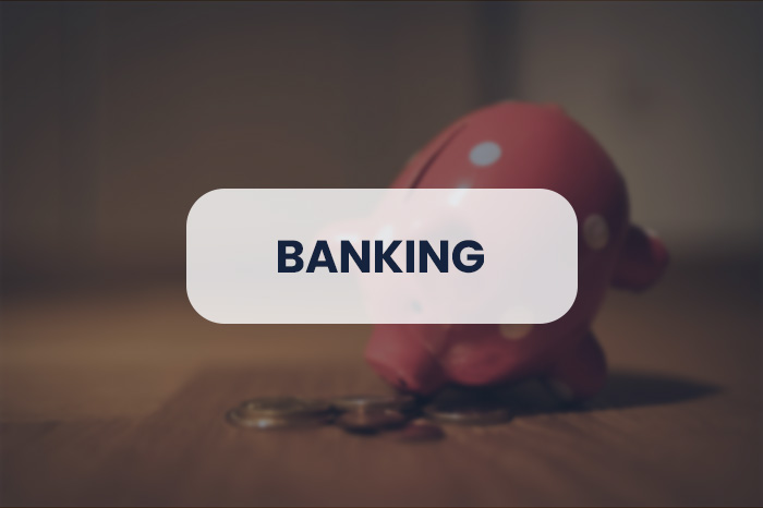 Piggy bank upside down with coins on a table representing one of our business sectors, banking.