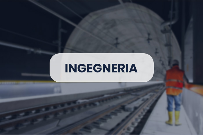 Un tunnel della metropolitana con un tecnico a bordo, che rappresenta uno dei nostri settori di attività, l'ingegneria