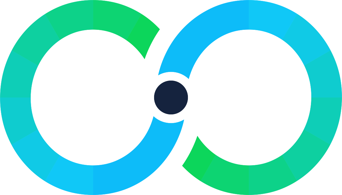 Symbole infini présent sur le logo betoobe dans un dégradé de bleu clair et de vert